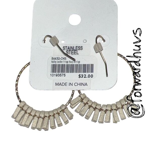 Evereve Hadley Leather Fringe Hoop Earrings - Picture 5 of 7